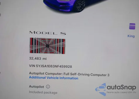 2022 Tesla Model S Plaid Tri Motor All-Wheel Drive из США, поврежденный, VIN 5YJSA1E63NF459928
